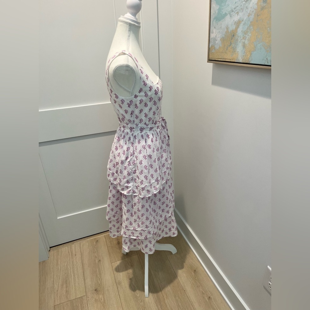 NEW J. Crew Sleeveless belted tiered midi dress white violet storm size 4 floral - Picture 6 of 12